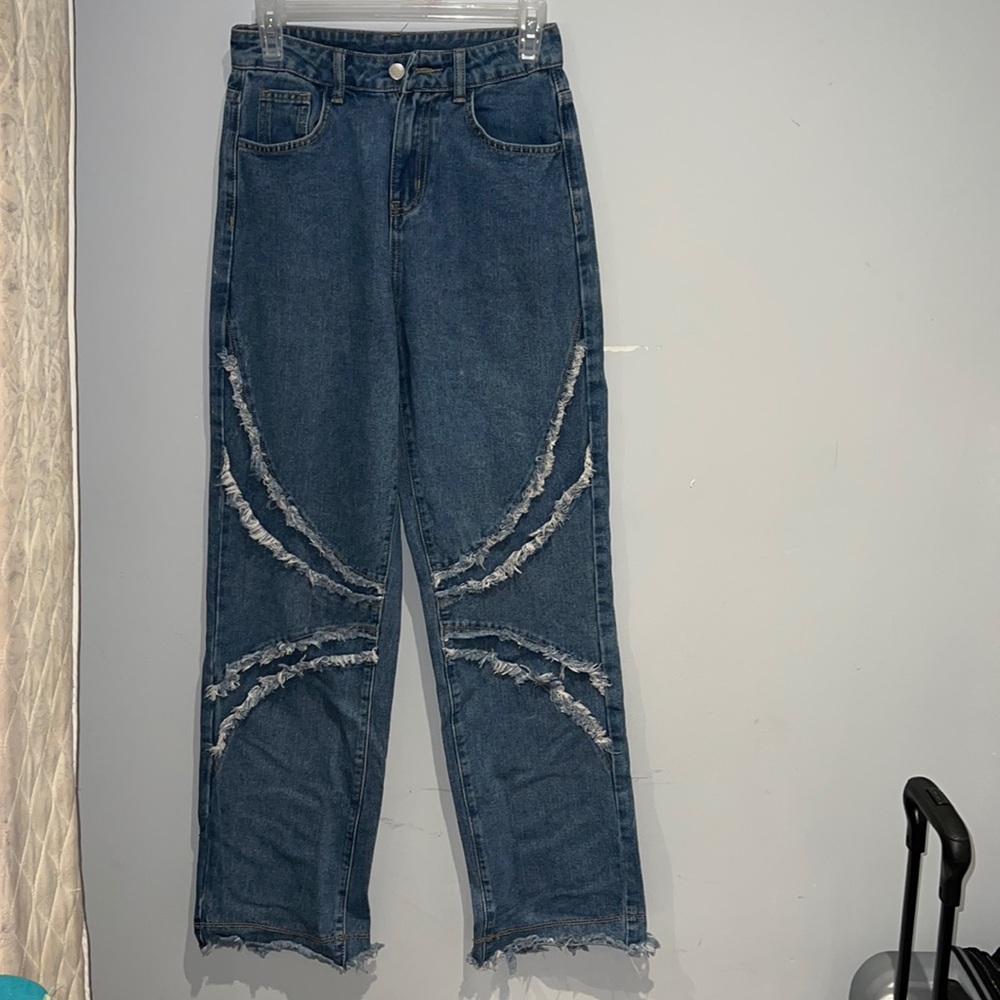 Shein blue flare leg pants. US 2.